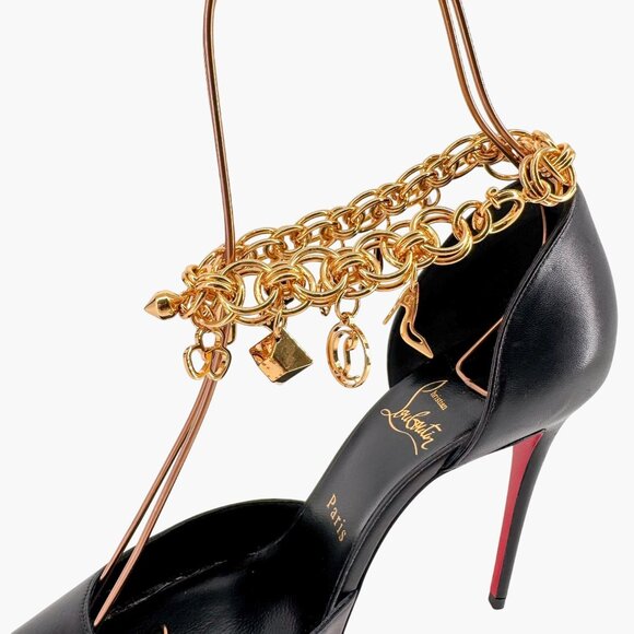 Christian Louboutin Gourmi Black Anklet Charm Pumps Heels Size 39.5 US 9.5 - Picture 11 of 16